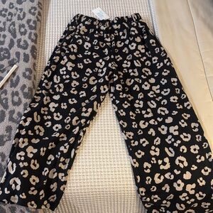 Stylish Black and Tan Leopard Print Wide Leg Pants